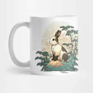 Ukiyoe Style Rabbit Japanese Moon Bunny Illustration Mug